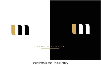 UN ,NU Abstract Letters Logo monogram