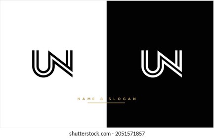 UN ,NU Abstract Letters Logo monogram