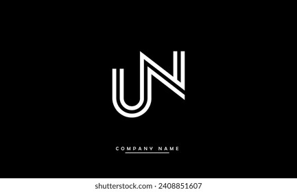 UN, NU Alphabets Letters Logo Monogram