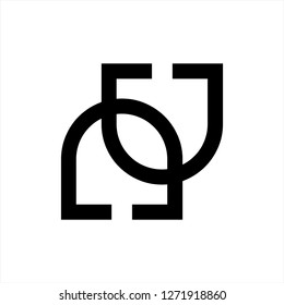 UN, NU initials simple geometric company logo