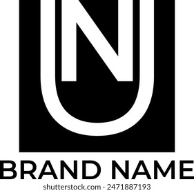 UN, NU letter alphabet design logo