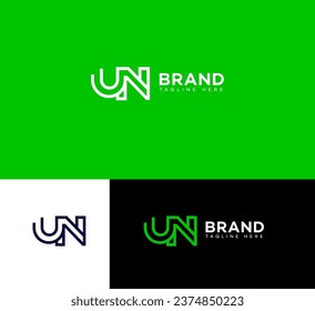 UN, NU letter branding logo