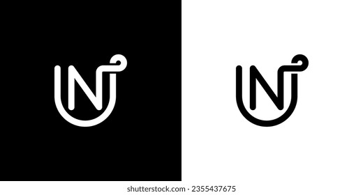 UN or NU Letter Logo design, NU or UN Monogram, UN or NU Initials Letter logo concept, icon, modern, unique, vector