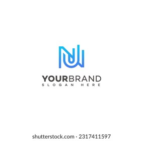 UN, NU letter modern branding logo