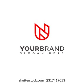 UN, NU letter modern branding logo