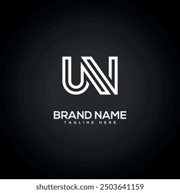 UN NU Modern Unique Letter Line Logo Design. Initial Vector Symbol.