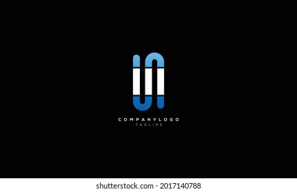 UN NU U AND N Abstract initial monogram letter alphabet logo design