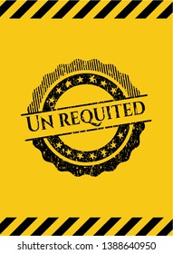 Un requited black grunge emblem with yellow background. Vector Illustration. Detailed.