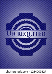 Un requited emblem with denim texture