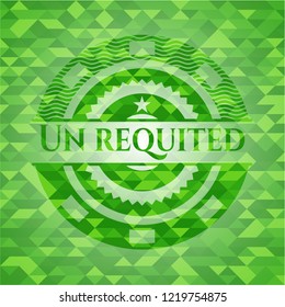Un requited green emblem. Mosaic background