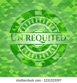 Un requited green emblem with triangle mosaic background