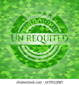 Un requited green emblem with triangle mosaic background. Vector Illustration. Detailed.