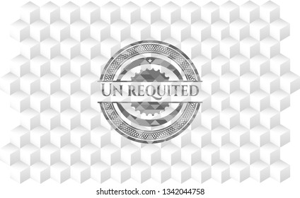 Un requited realistic grey emblem with cube white background