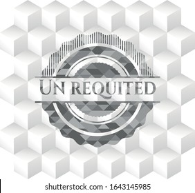 Un requited realistic grey emblem with geometric cube white background