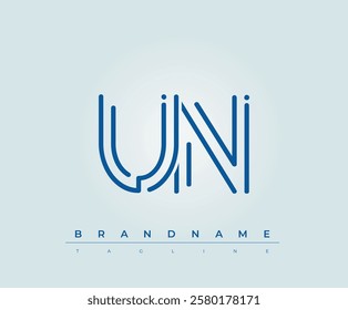 UN Technology Letter Logo Template. This tech letter logo is a graphic mark that uses letters to represent a technology company.