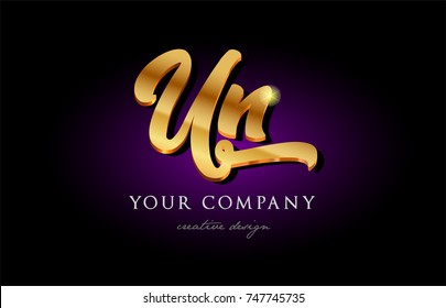 un  u n alphabet combination letter logo in gold golden 3d metal beautiful typography suitable for banner brochure design