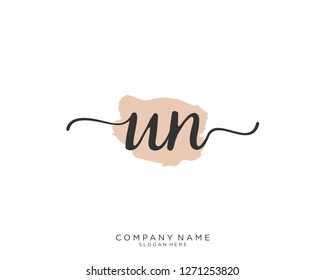UN U N Initial handwriting logo vector