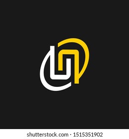 UN or U N letter alphabet logo design in vector format.