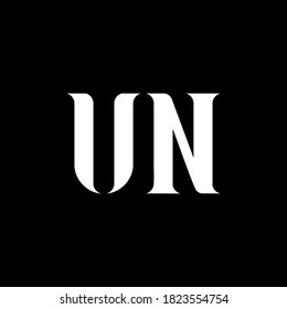 UN U N letter logo design. Initial letter UN linked circle uppercase monogram logo white color. UN logo, U N design. UN, U N