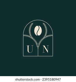 UN Unique and simple logo design combination of letters and coffee bean