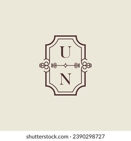 UN vintage wedding initial logo in high quality professional design that will print well across any print media