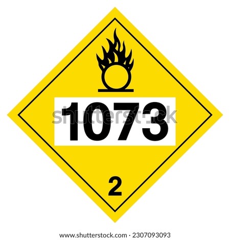 UN1073 Class 2 Oxygen Symbol Sign, Vector Illustration, Isolate On White Background, Label .EPS10
