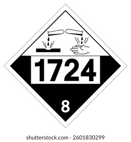 UN1724 Class 8 Allyltrichlorosilane Stabilised Symbol Sign, Vector Illustration, Isolate On White Background Label. EPS10