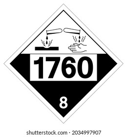 Symbol-Zeichen der UN1760-Klasse 8, Vektorgrafik, einzeln auf weißem Hintergrund. EPS10