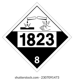 UN1823 Klasse 8 Symbol Natriumhydroxid, Vektorgrafik, einzeln auf weißem Hintergrund. EPS10