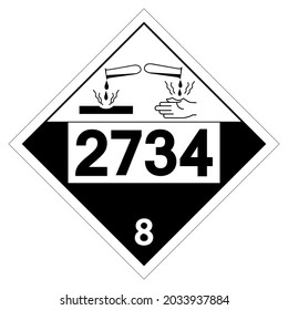 UN2734 Class 8 Amines Symbol Sign, Vector Illustration, Isolate On White Background Label. EPS10