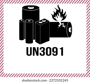 UN3091 Lithium Battery Label Layout (Editable file) - Vector Illustration