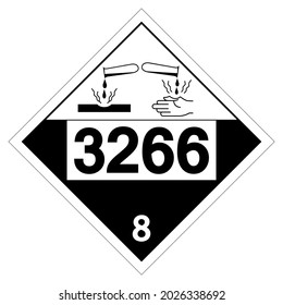 UN3266 Class 8 Corrosive Liquid Symbol Sign, Vector Illustration, Isolate On White Background Label. EPS10