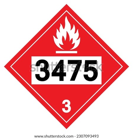 UN3475 Class 3 Ethanol and gasoline Symbol Sign, Vector Illustration, Isolate On White Background, Label .EPS10