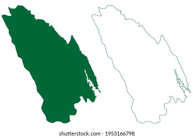 Una district (Himachal Pradesh State, Republic of India) map vector illustration, scribble sketch Una map