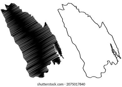 Una district (Himachal Pradesh State, Republic of India) map vector illustration, scribble sketch Una map