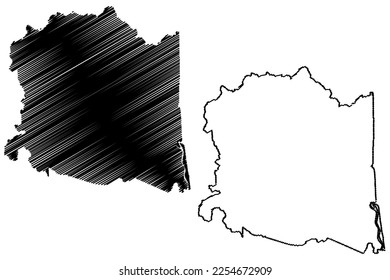 Una municipality (Bahia state, Municipalities of Brazil, Federative Republic of Brazil) map vector illustration, scribble sketch Una map