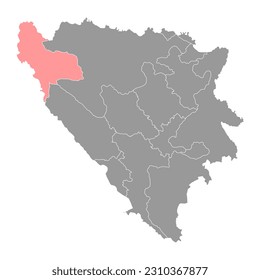 Una Sana canton map, administrative district of Federation of Bosnia and Herzegovina. Vector illustration.