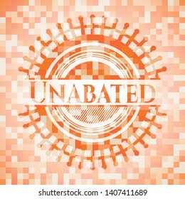 Unabated abstract orange mosaic emblem with background