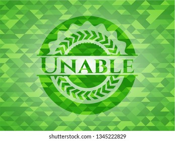 Unable green emblem with mosaic background