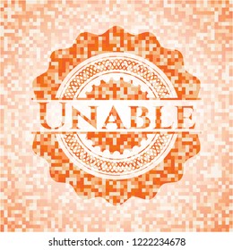 Unable orange mosaic emblem with background