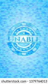 Unable realistic light blue mosaic emblem