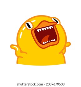 expresión inaceptable del pato amarillo lindo aislado en fondo blanco