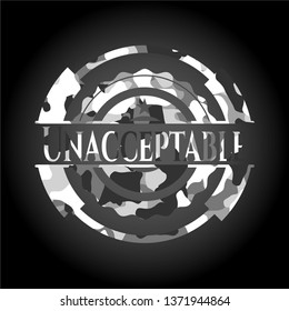 Unacceptable on grey camouflage pattern