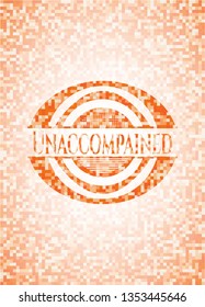 Unaccompained abstract orange mosaic emblem with background