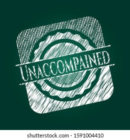 Unaccompained written on a chalkboard. Vector Illustration. Detailed.