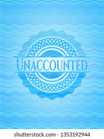 Unaccounted sky blue water style badge.
