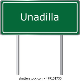 Unadilla , Georgia , road sign green vector illustration, road table, USA city