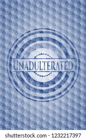 Unadulterated blue emblem with geometric pattern background.