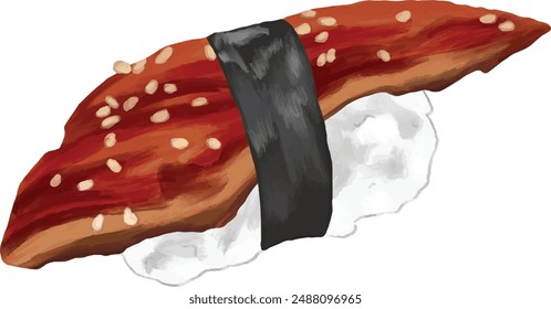 unagi donburi sushi japanese menu illustration