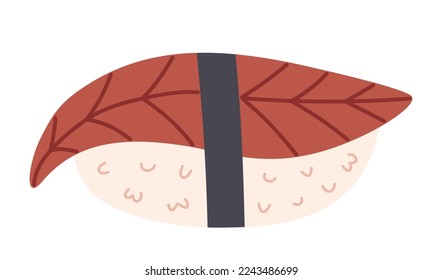 Unagi nigiri. Sushi with eel. Traditional Japanese food. Asian cuisine. Hand-drawn colored flat vector illustration isolated on white background.